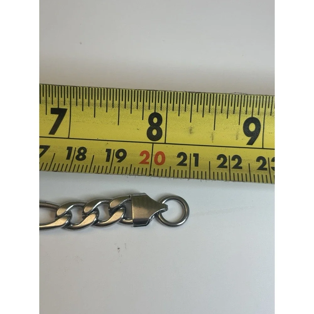 Stainless Steel Figaro Chain Bracelet 9mm 8.5